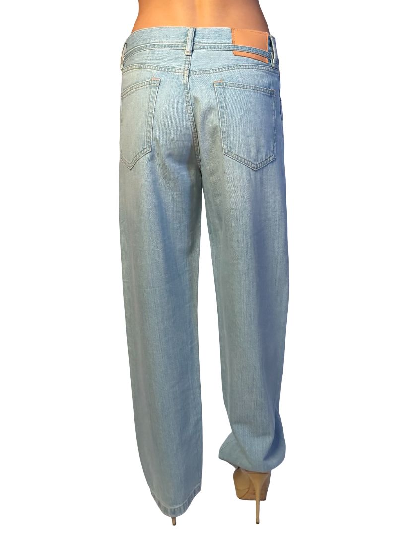 Acne Studios Light Wash Loose Fit Straight Leg Belted Jeans. Size: 28