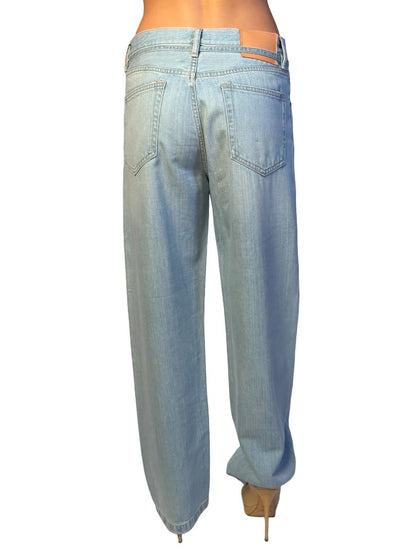 Acne Studios Light Wash Loose Fit Straight Leg Belted Jeans. Size: 28