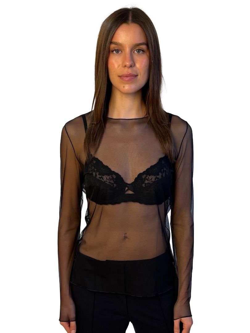 Akris Black Mesh Long Sleeve Top. Size: 42 F