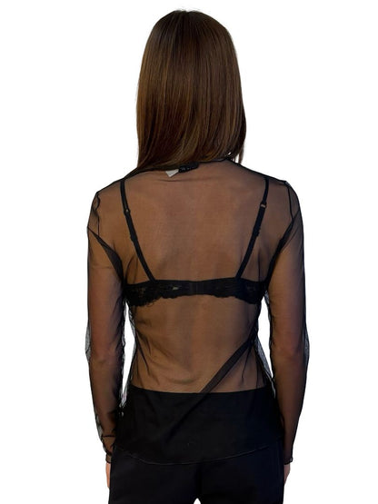 Akris Black Mesh Long Sleeve Top. Size: 42 F