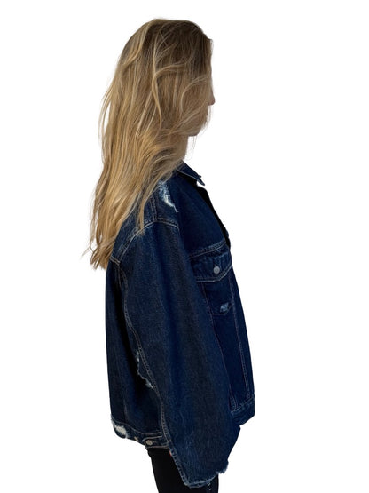 Acne Studios Blue Denim Jacket w/ Fraying. Size: S