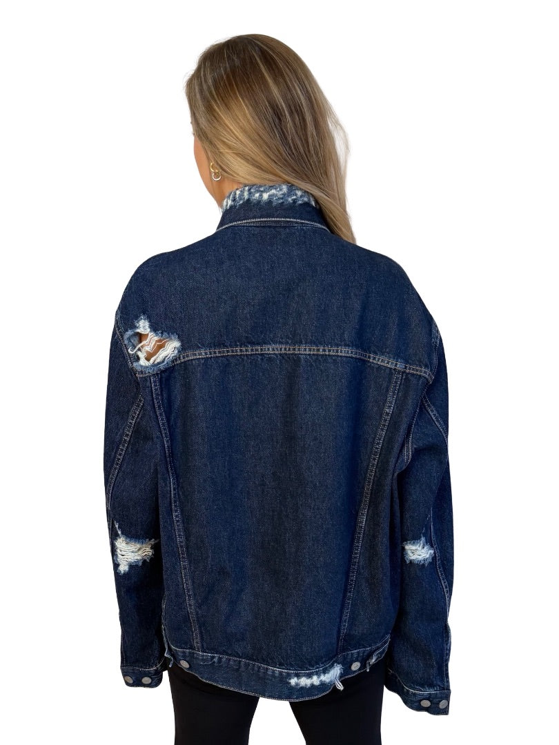 Acne Studios Blue Denim Jacket w/ Fraying. Size: S