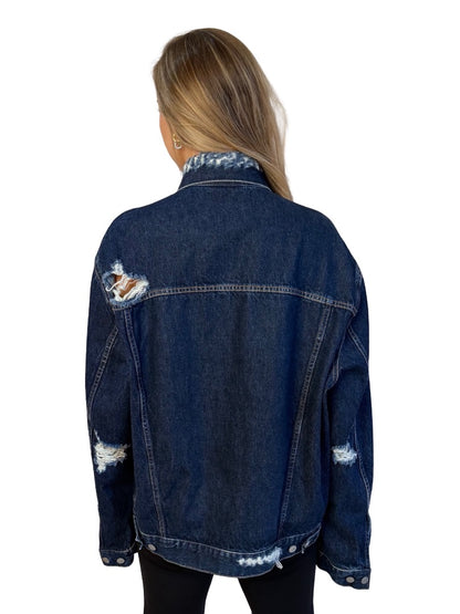 Acne Studios Blue Denim Jacket w/ Fraying. Size: S