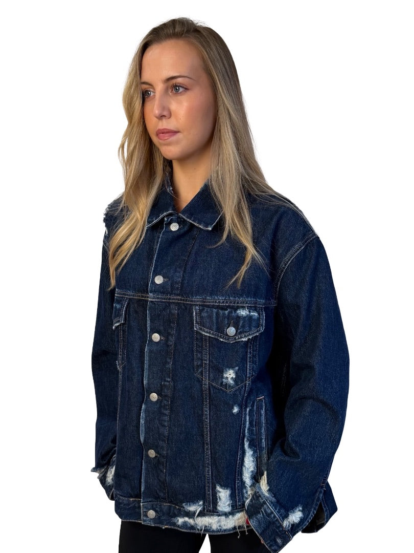 Acne Studios Blue Denim Jacket w/ Fraying. Size: S