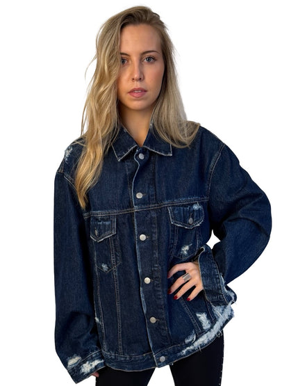 Acne Studios Blue Denim Jacket w/ Fraying. Size: S