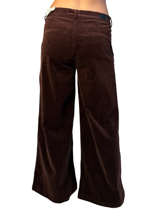 AG Jeans Burgundy 'Stella Low Slung Palazzo' Wide Leg Cord Pants. Size: 27