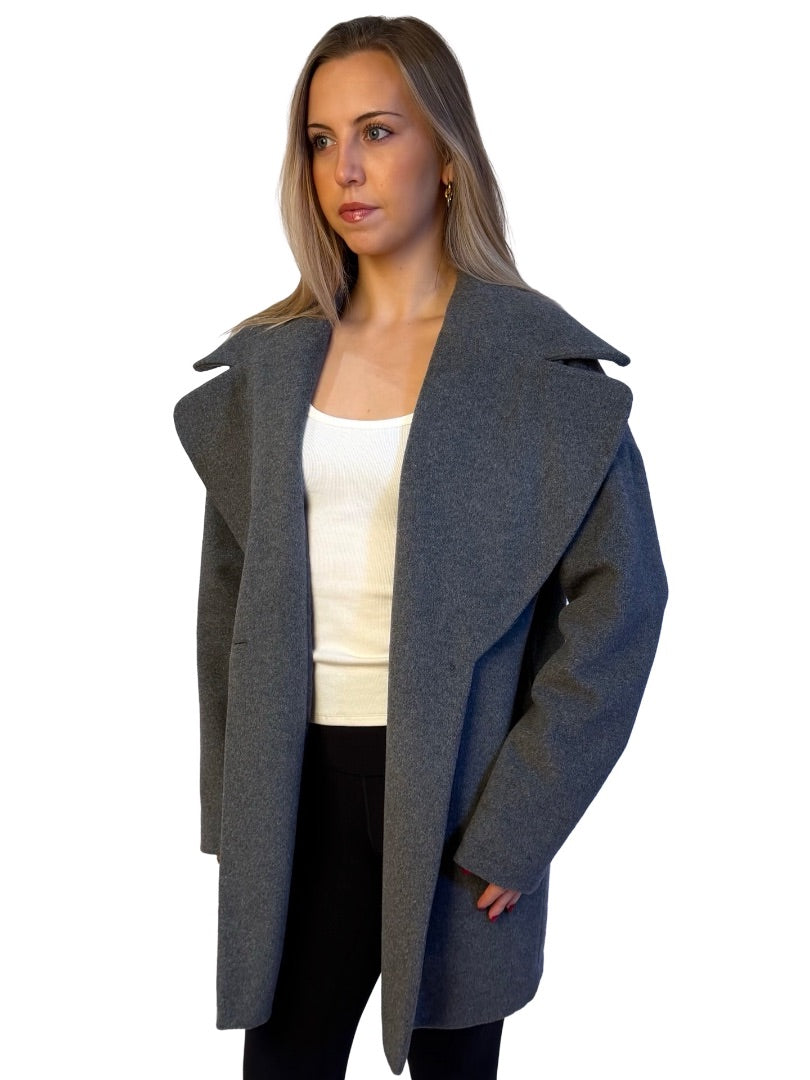Anine Bing Grey Wool Blend Short Coat. Size: L