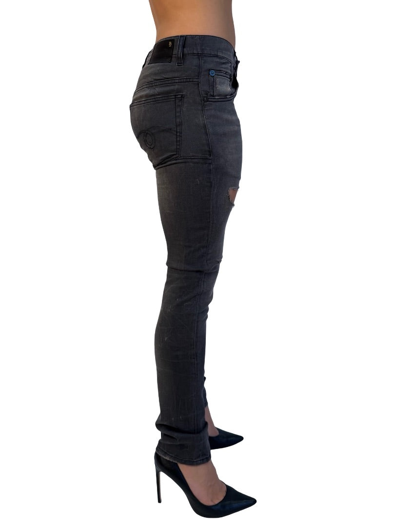 R13 Grey Marble Ripped Skate Jean. Size: 27