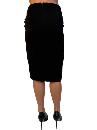 A.L.C. Black Grommet Buckle Strap Midi Skirt. Size: 2