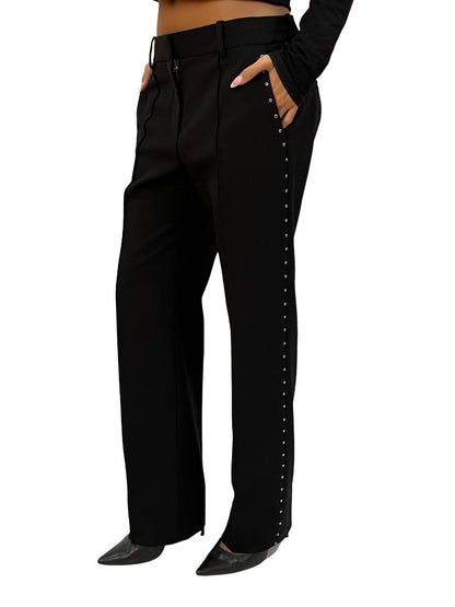 Rag & Bone Black Wool Blend Pants w/ Black Gem Side Stripe. Size: 2