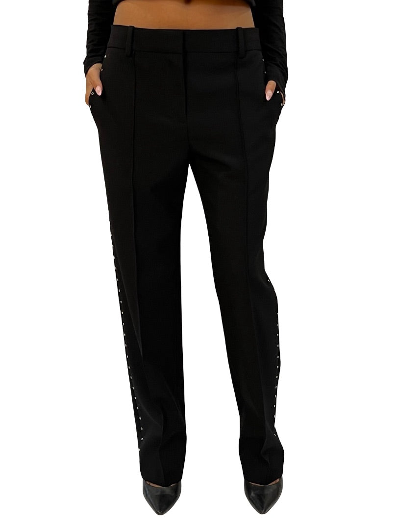 Rag & Bone Black Wool Blend Pants w/ Black Gem Side Stripe. Size: 2
