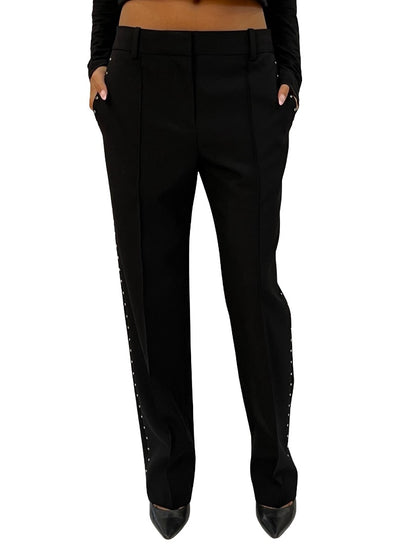 Rag & Bone Black Wool Blend Pants w/ Black Gem Side Stripe. Size: 2