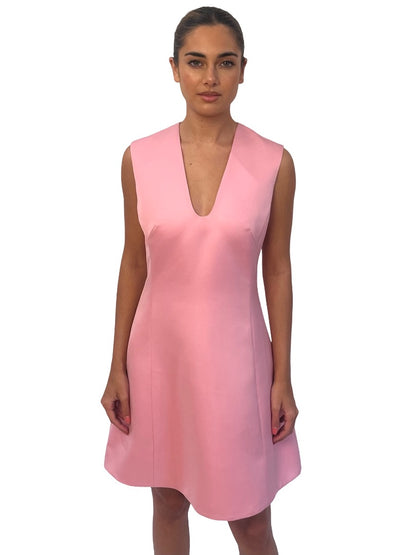 Leo Lin 'Nicola' Pink V-Neck Midi Dress. Size: 8