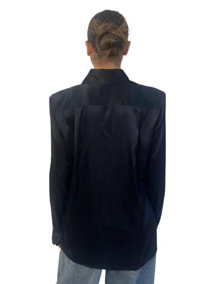 Scanlan Theodore Black Silk Shoulder Pad Shirt. Size: 8