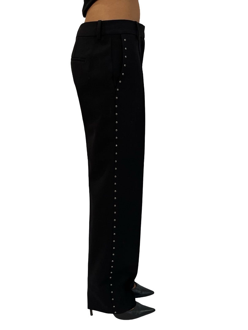 Rag & Bone Black Wool Blend Pants w/ Black Gem Side Stripe. Size: 2