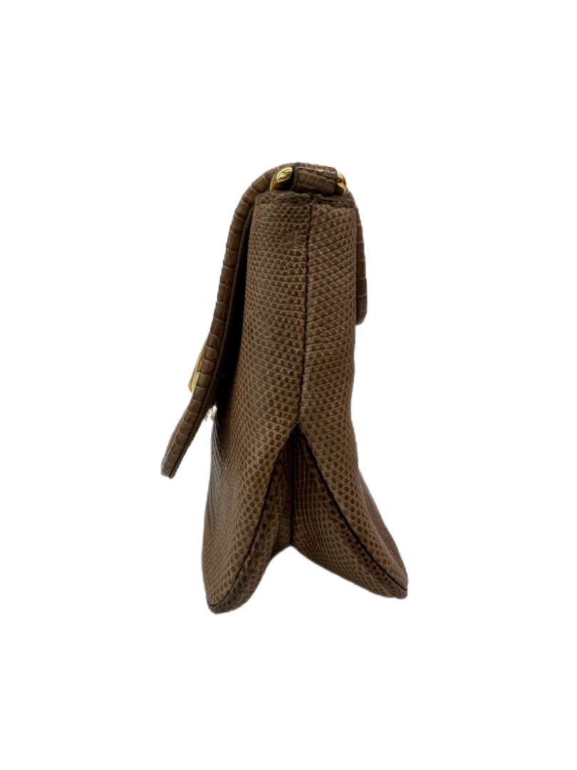 Gucci Tan 1973 Small Crossbody Snakeskin Leather Bag.