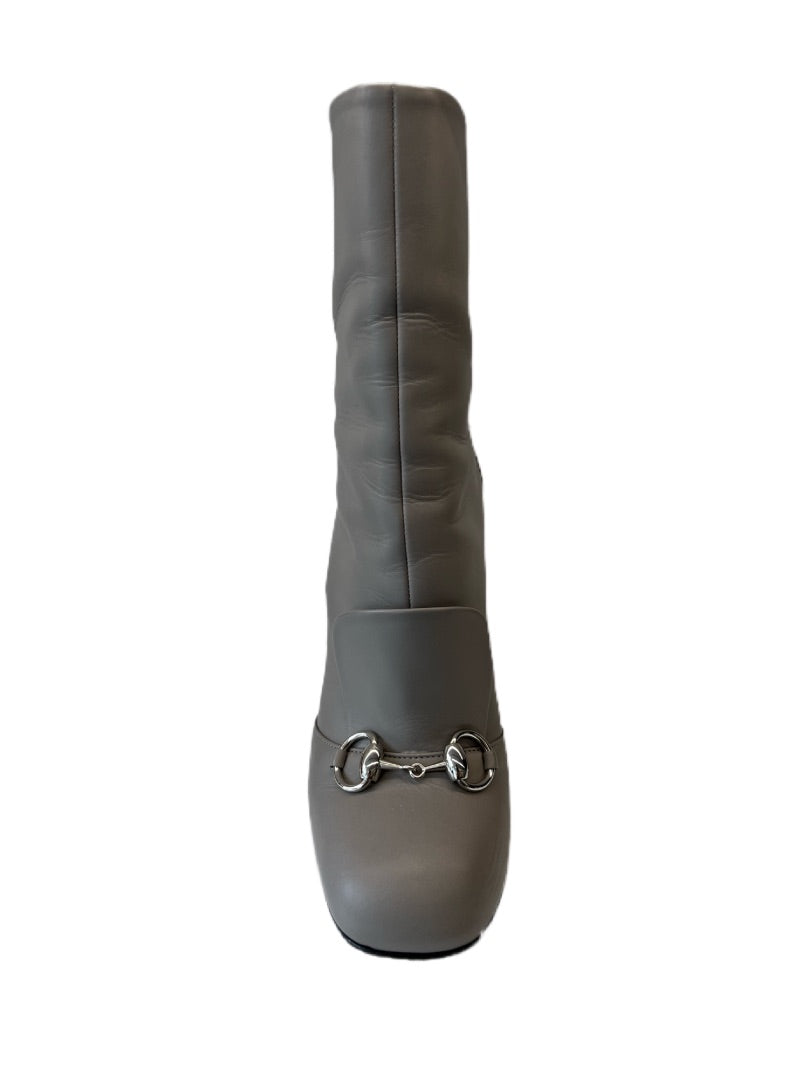 Gucci Grey Boots W Metal Horsebit. Size: 37.5
