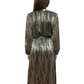 Rebecca Vallance Metallic Stripe Dress with Belt. Size: 12
