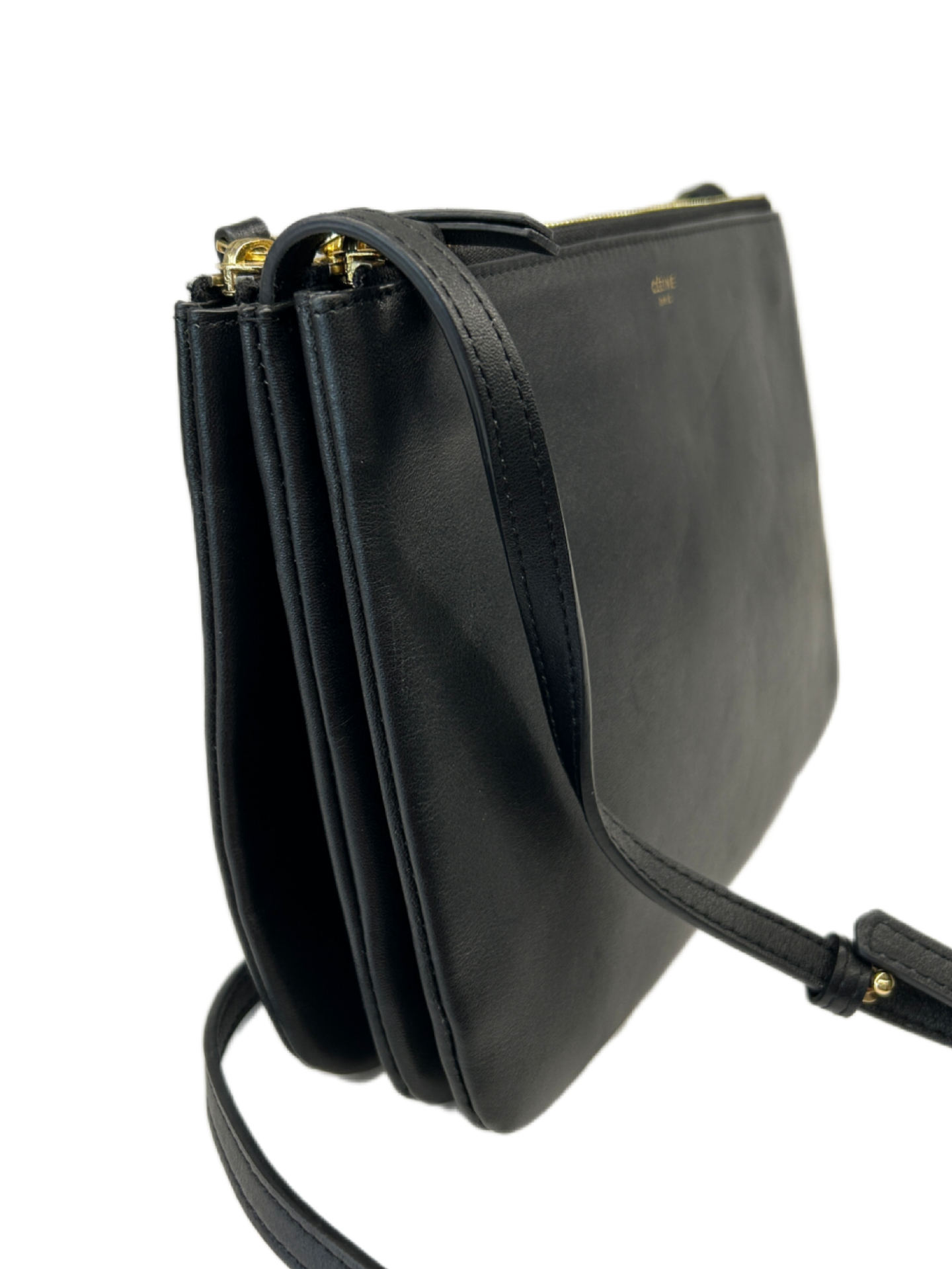 Celine Trio Bag in Black Leather