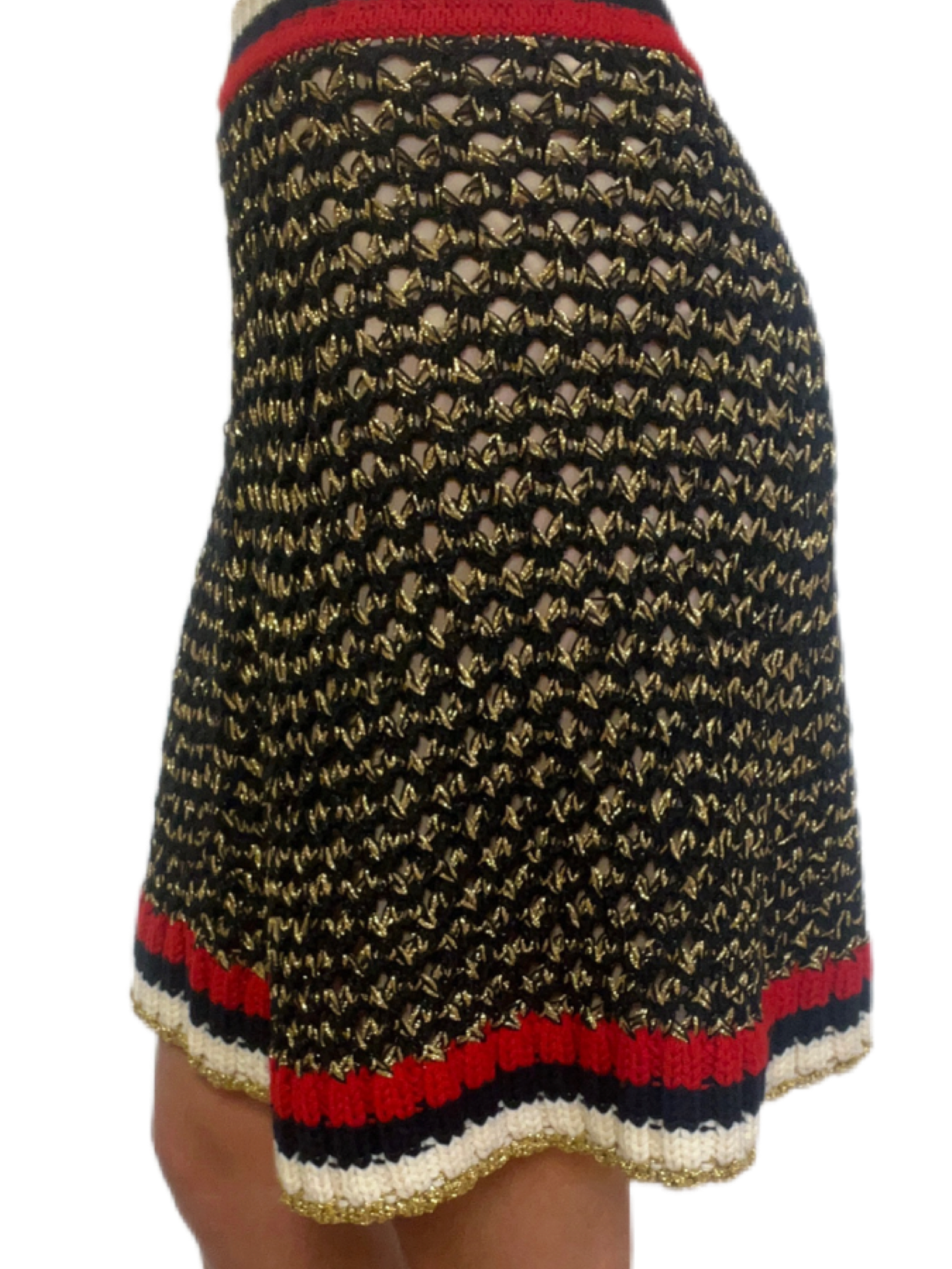 Gucci Crochet Navy & Gold Skirt. Size: M