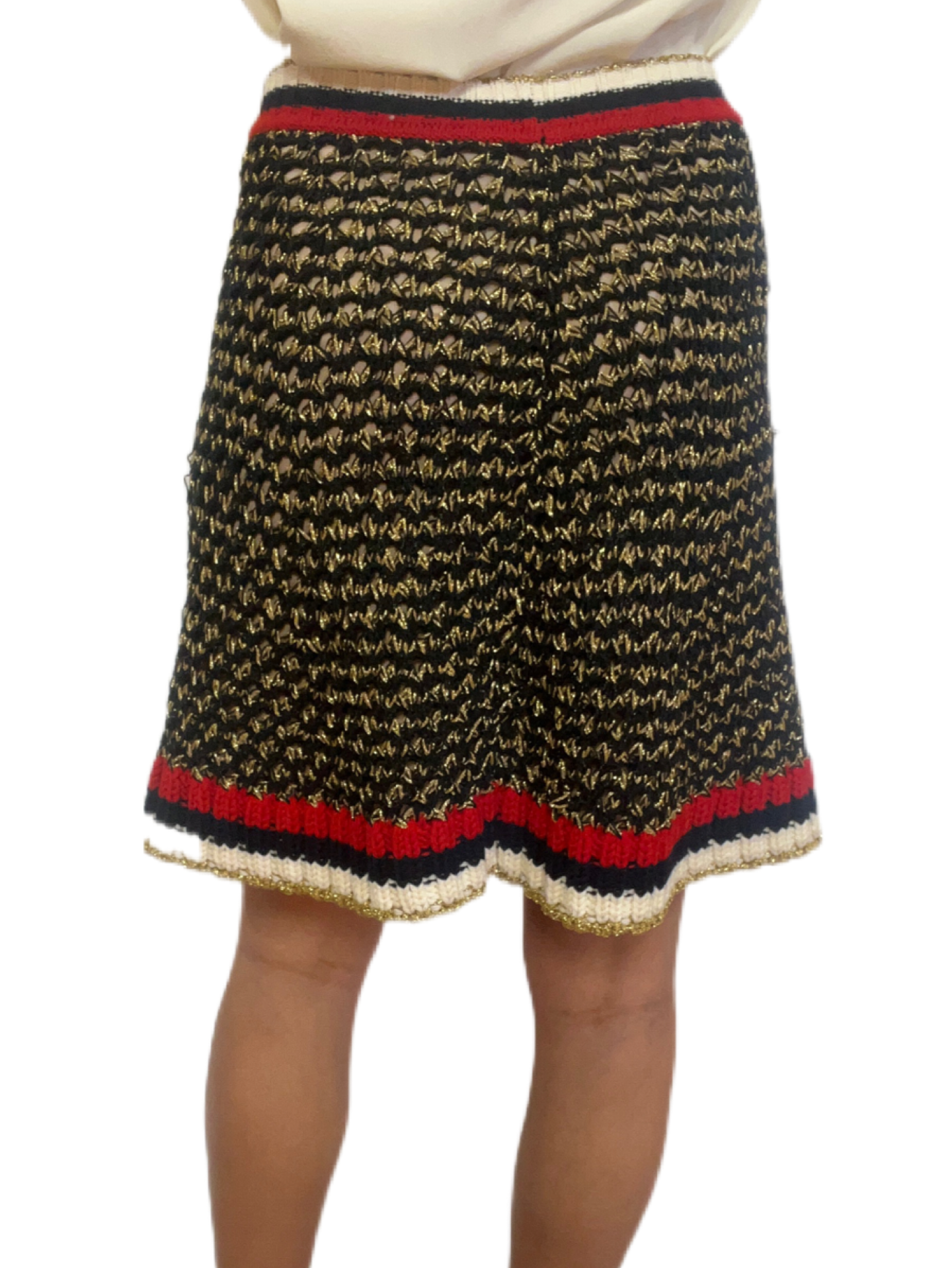 Gucci Crochet Navy & Gold Skirt. Size: M