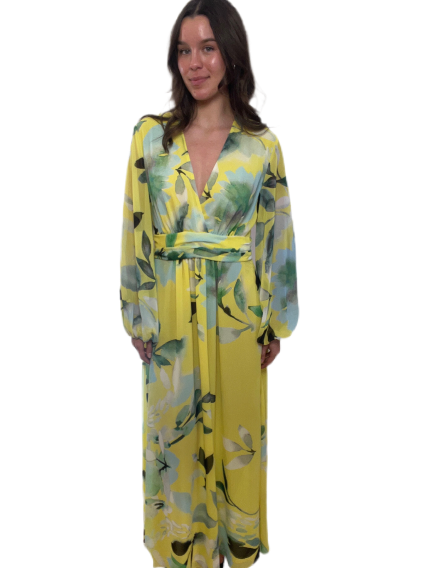 Carla Zampatti Yellow Floral Dress. Size: 10
