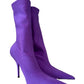 Balenciaga Violet Spandex Heeled Boots. Size: 36