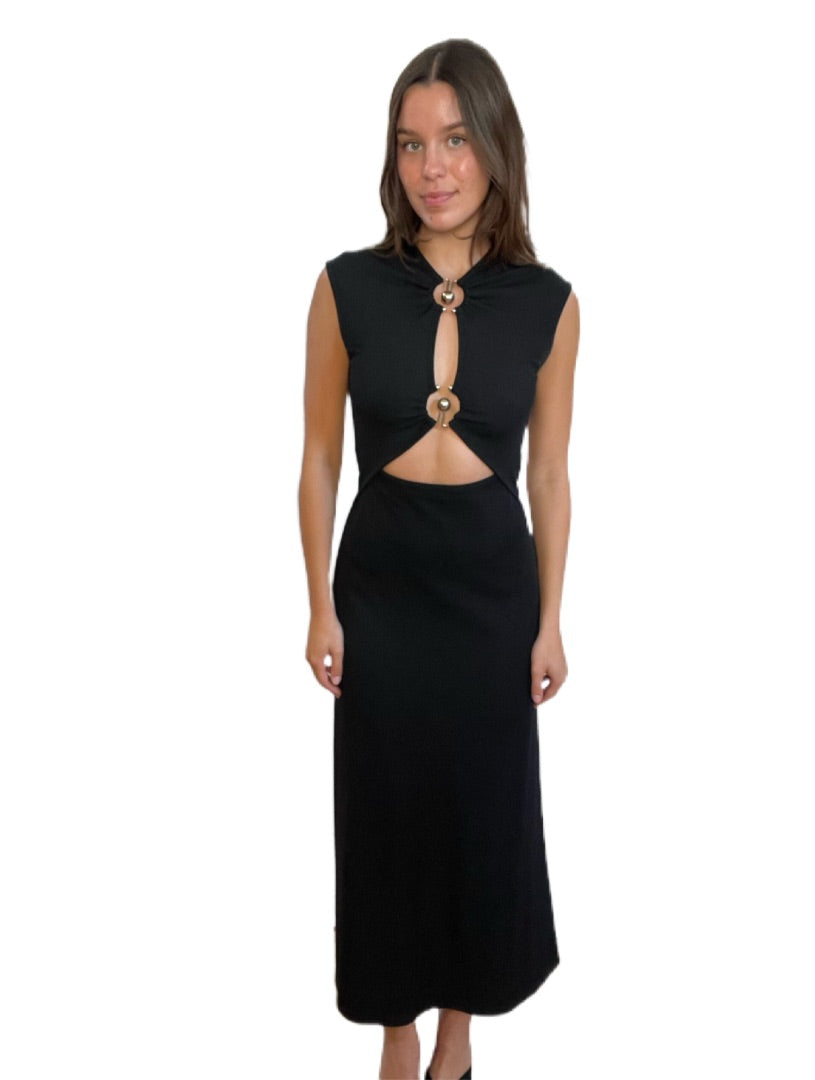 Christopher Esber Black Front Cutouts Maxi Dress. Size: S