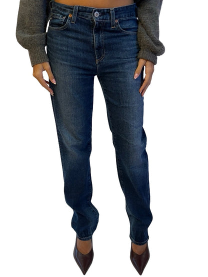 AG Jeans Mid Blue Wash High Rise 'Saige' Straight Leg Jean. Size: 26