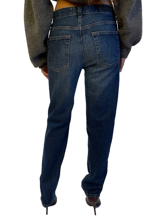 AG Jeans Mid Blue Wash High Rise 'Saige' Straight Leg Jean. Size: 26