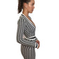 Balmain Black & White Houndstooth Knit V Neck Long Sleeve Mini Dress. Size: 36