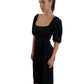 Scanlan Theodore Black Puffy Sleeve Knit Midi Dress with Belt. Size: Small