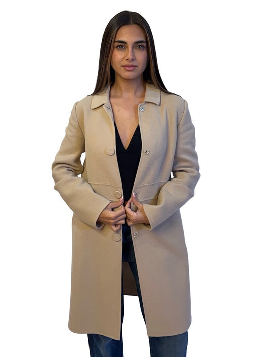 MaxMara Studio Beige Wool Coat. Size: 10
