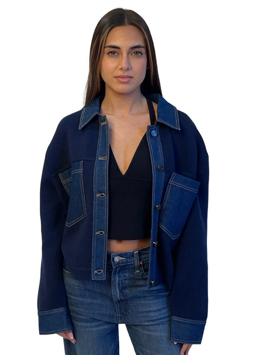 Vanessa Bruno 'Denver' Navy Denim Jacket Cardigan. Size: S