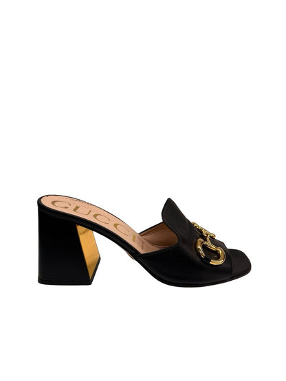 Gucci Black Horsebit Block Heel Mule. Size: 39.5