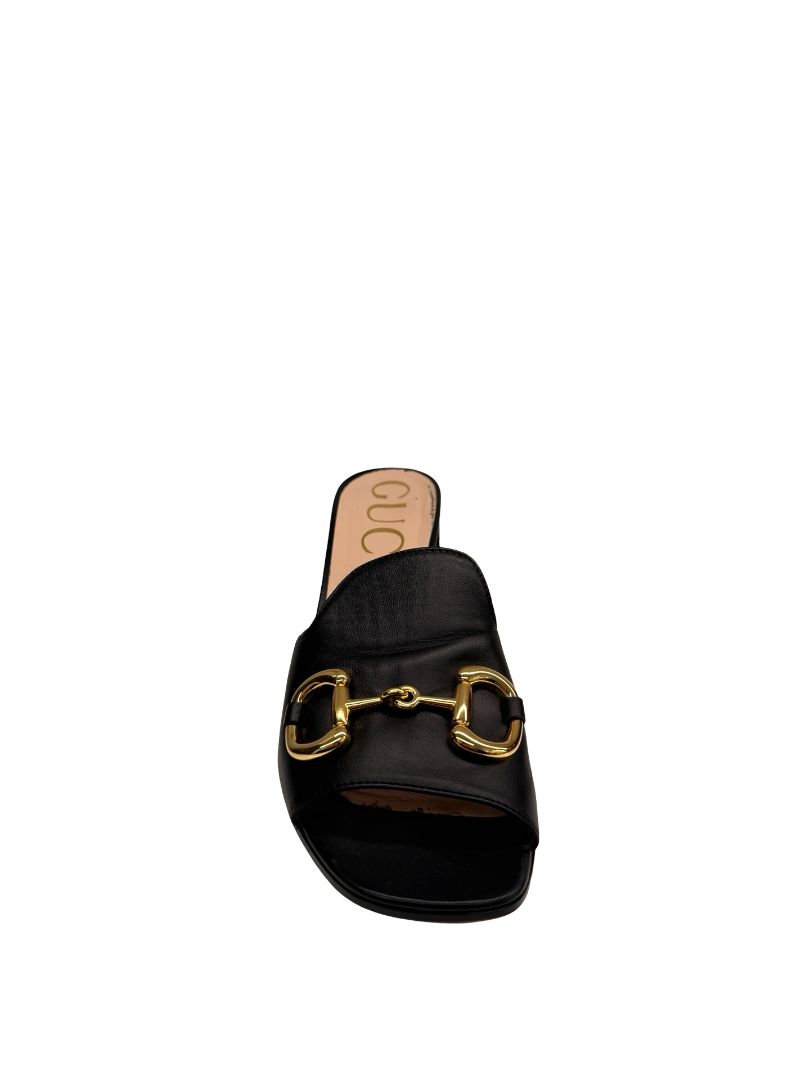 Gucci Black Horsebit Block Heel Mule. Size: 39.5