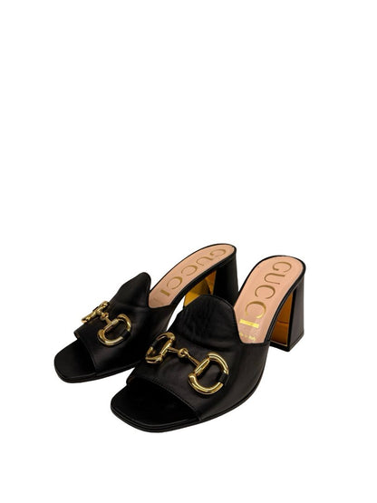 Gucci Black Horsebit Block Heel Mule. Size: 39.5