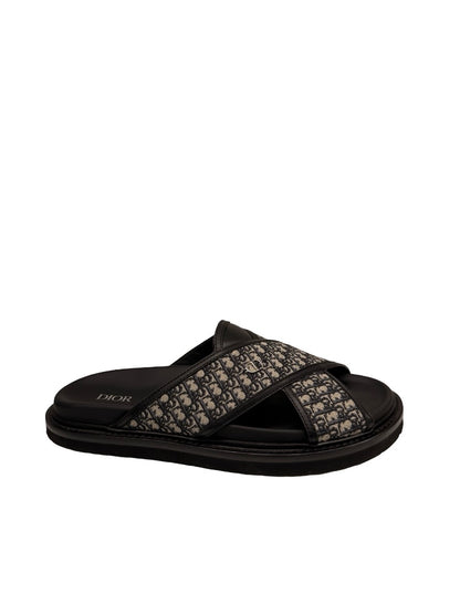Christian Dior Black/Navy Oblique Criss Cross Sandal. Size: 41