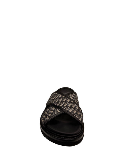 Christian Dior Black/Navy Oblique Criss Cross Sandal. Size: 41