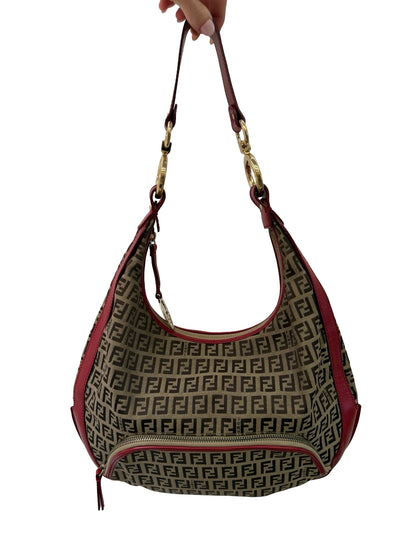 Fendi Brown/Red Zucca Hobo Chef Bag.