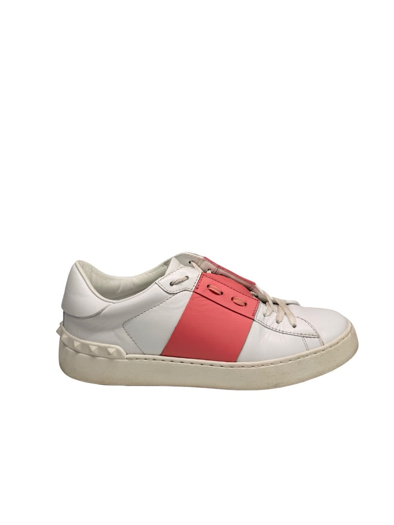 Valentino Garavani White Open Sneaker W Matte Pink Contrast. Size: 40
