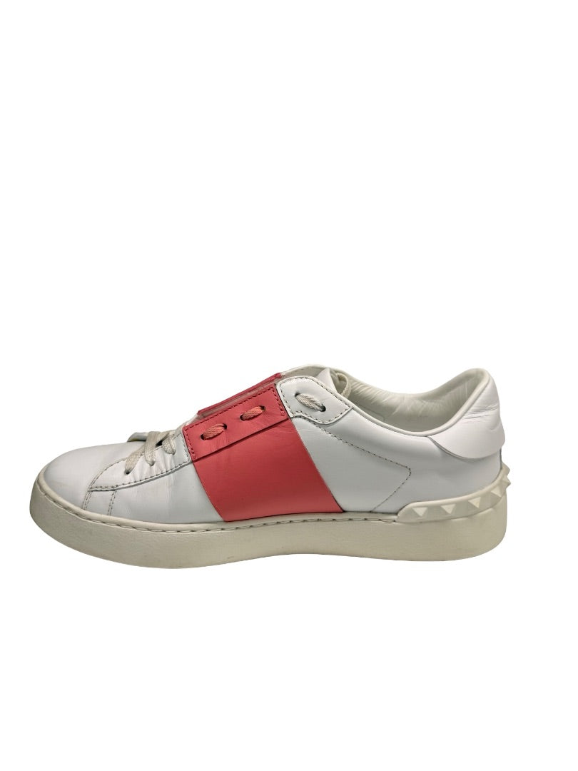 Valentino Garavani White Open Sneaker W Matte Pink Contrast. Size: 40