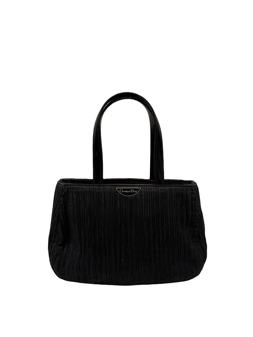 Christian Dior Black Mini Pleated Handle Bag.