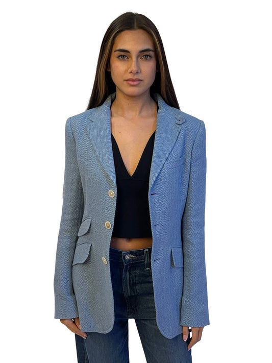Polo Ralph Lauren Blue Herringbone Blazer. Size: 4