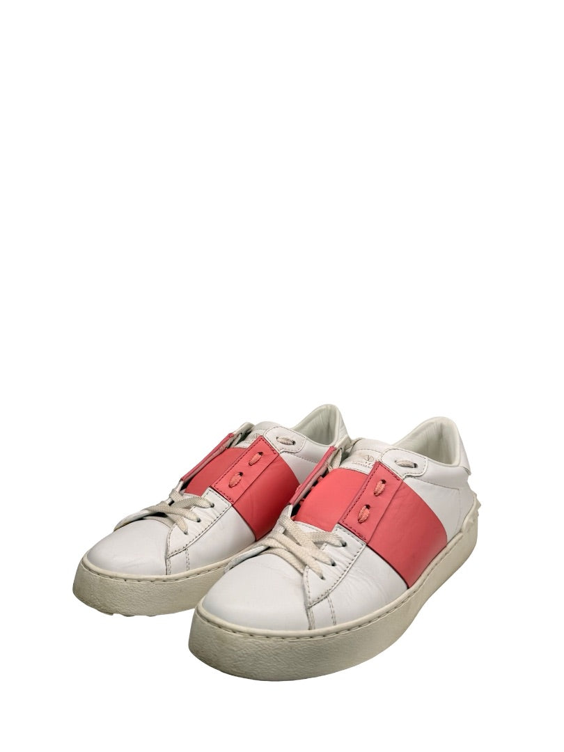 Valentino Garavani White Open Sneaker W Matte Pink Contrast. Size: 40