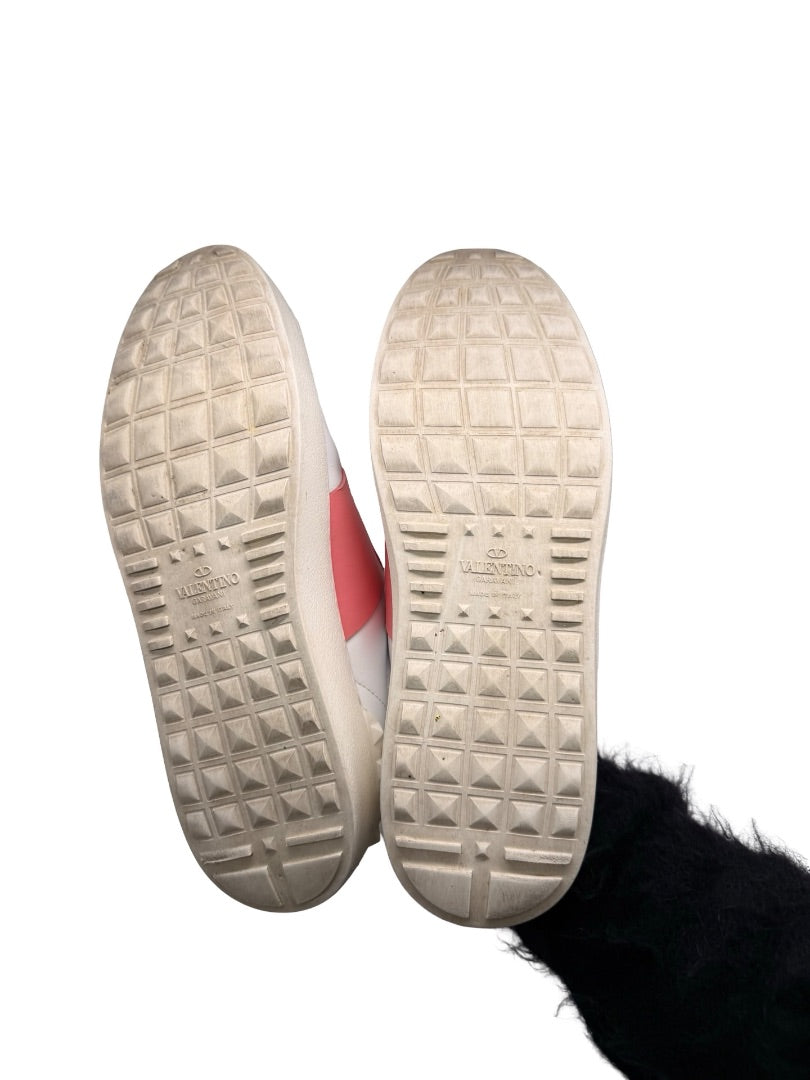 Valentino Garavani White Open Sneaker W Matte Pink Contrast. Size: 40