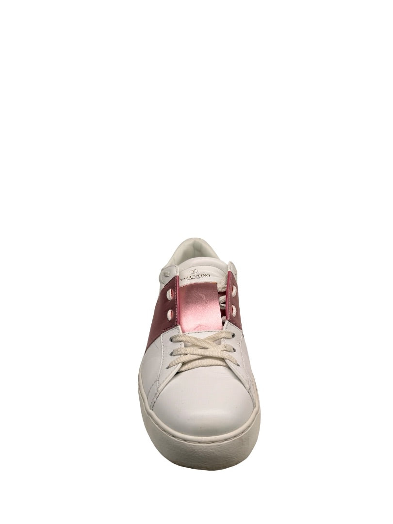Valentino Garavani White Open Sneaker W Metallic Pink Contrast. Size: 40