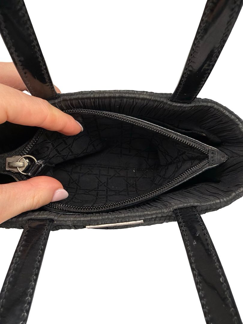 Christian Dior Black Mini Pleated Handle Bag.