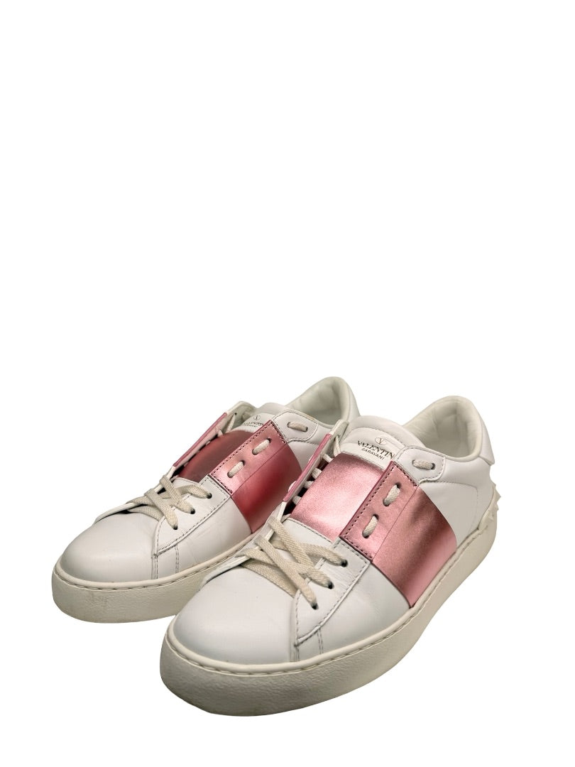 Valentino Garavani White Open Sneaker W Metallic Pink Contrast. Size: 40