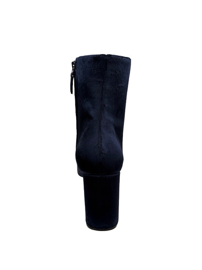 Balenciaga Navy Velvet Block Heel Boots. Size: 41